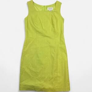 Chadwick’s Linen Blend Sheath Dress Women 4P 90s Vintage Lime Cotton Linen